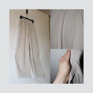 ZARA Beige High-Waisted Wide-Leg Sweatpants with Gathered Detail